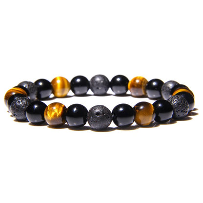 Natural Black Obsidian Hematite Tiger Eye Beads Bracelets