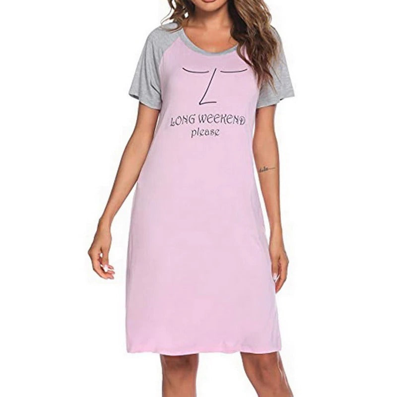 Women Letter Nightgowns Sleep Dress