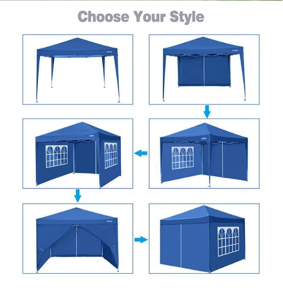 118" Screened Gazebo Three Height Adjustable Instant Pop Up Outdoor Tent
