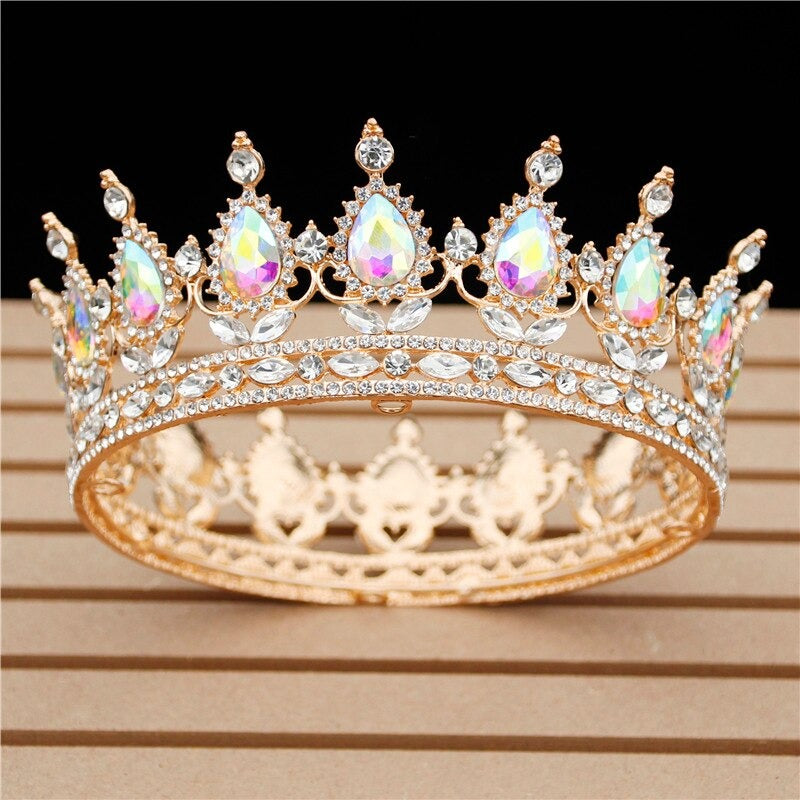 Royal Queen & King Crown with Zirconia and Cross for Wedding king crowns for sale