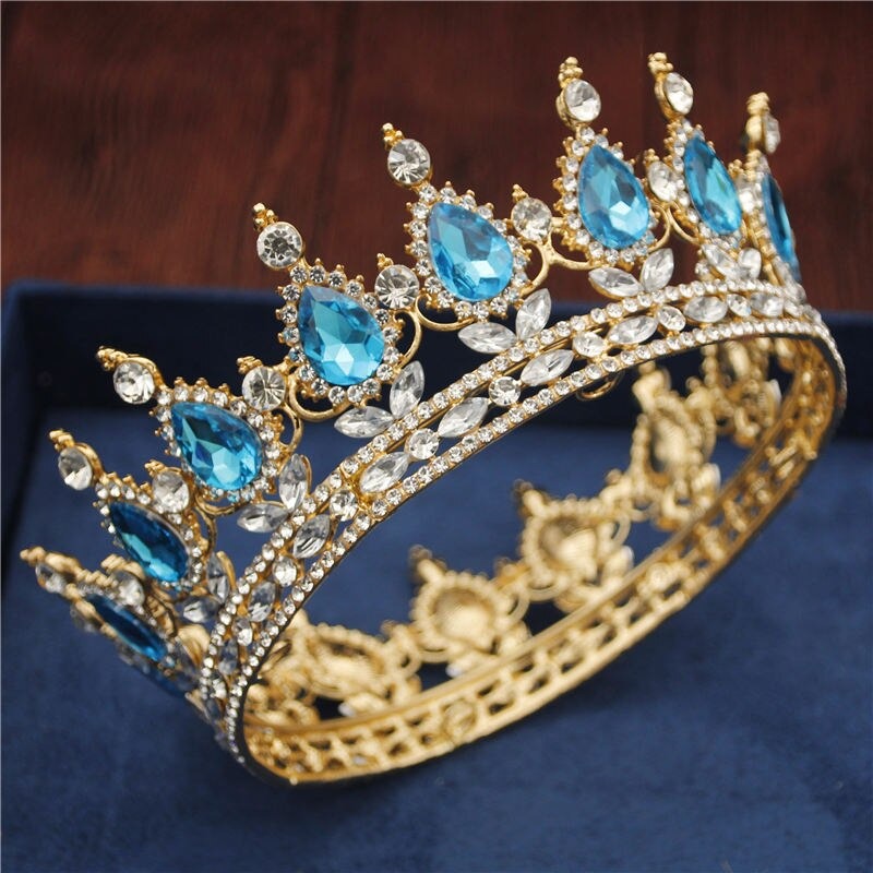 Royal Queen & King Crown with Zirconia and Cross for Wedding king crowns for sale