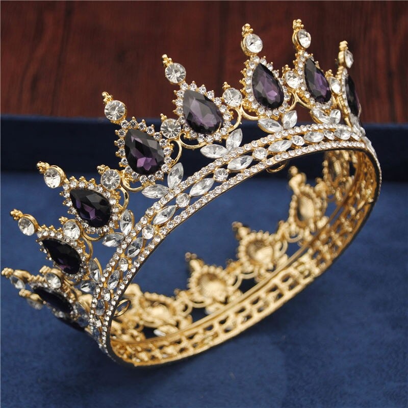 Royal Queen & King Crown with Zirconia and Cross for Wedding king crowns for sale