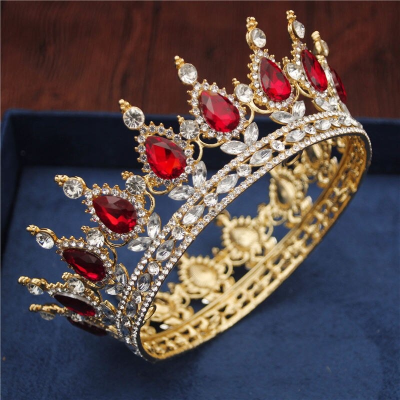 Royal Queen & King Crown with Zirconia and Cross for Wedding king crowns for sale