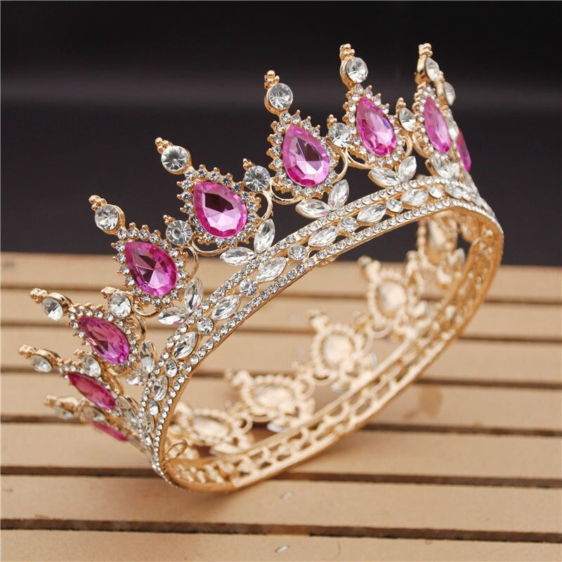 Royal Queen & King Crown with Zirconia and Cross for Wedding king crowns for sale