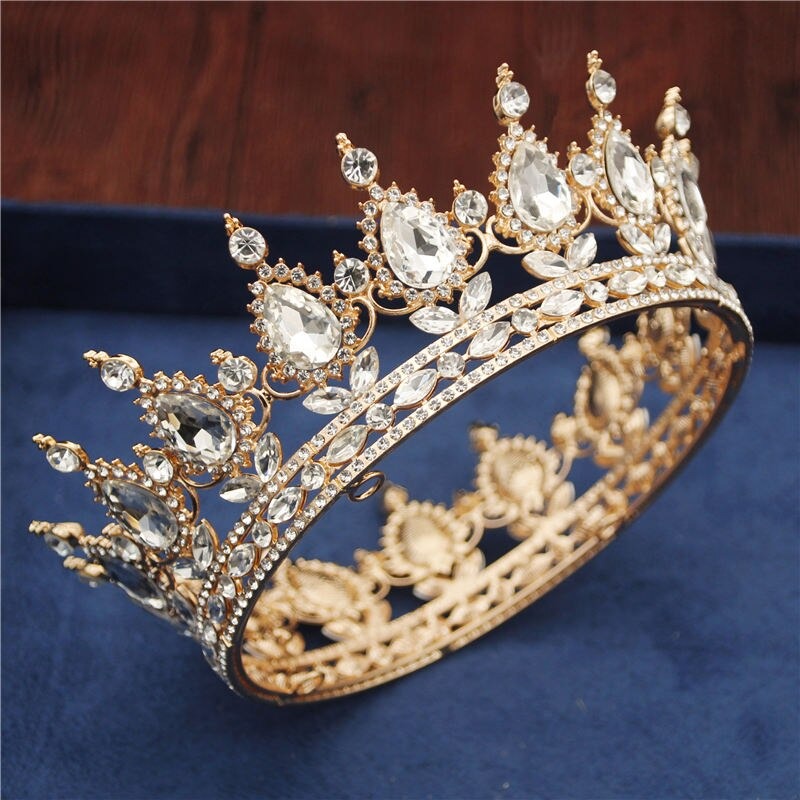 Royal Queen & King Crown with Zirconia and Cross for Wedding king crowns for sale
