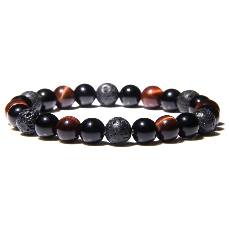 Natural Black Obsidian Hematite Tiger Eye Beads Bracelets