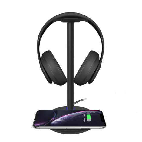 Gaming USB Headset Stand Fast Wireless Charging Headset Holder With LED For All Phones