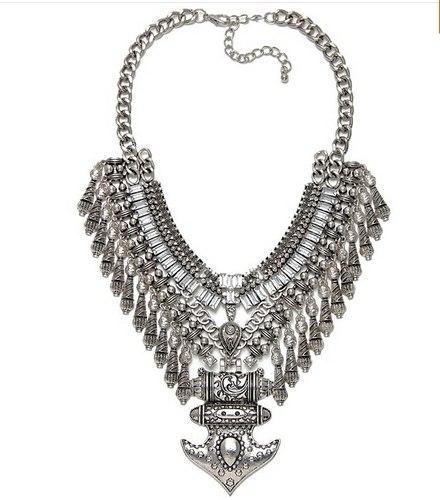 Elegant Vintage Women DYLA Brand Chain Chunky Statement Mtal Silver Color Necklace Pendants Jewelry Factory Price - Balma Home