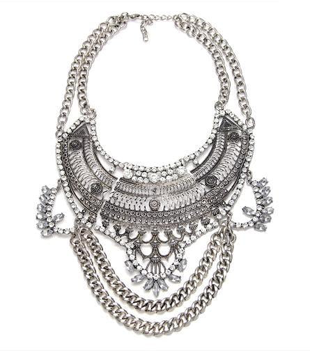 Elegant Vintage Women DYLA Brand Chain Chunky Statement Mtal Silver Color Necklace Pendants Jewelry Factory Price - Balma Home