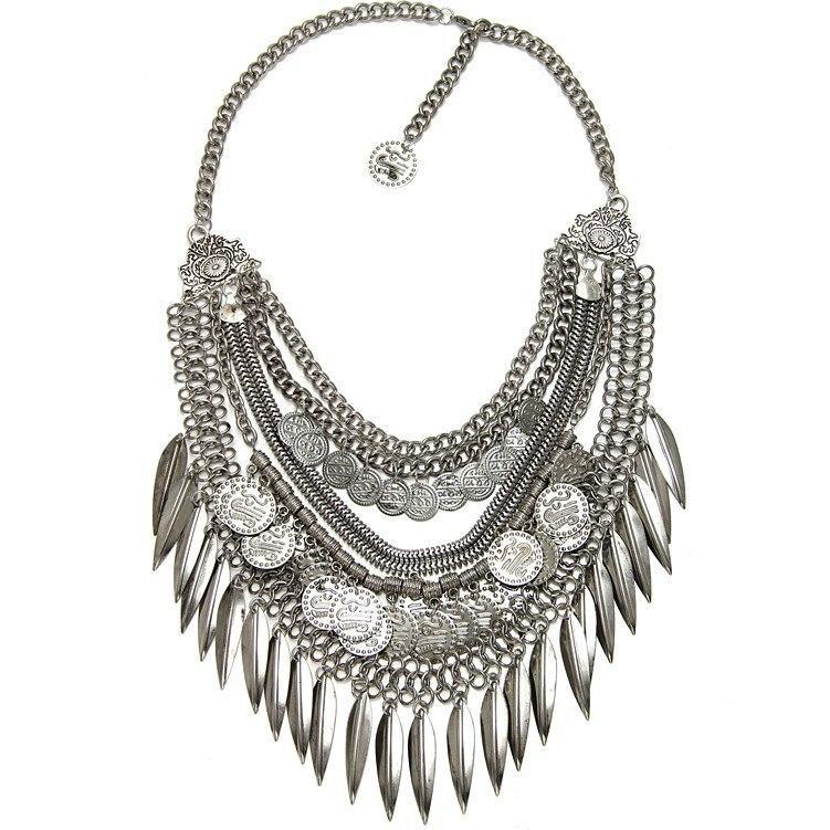 Elegant Vintage Women DYLA Brand Chain Chunky Statement Mtal Silver Color Necklace Pendants Jewelry Factory Price - Balma Home