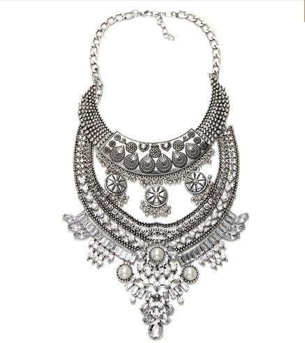 Elegant Vintage Women DYLA Brand Chain Chunky Statement Mtal Silver Color Necklace Pendants Jewelry Factory Price - Balma Home