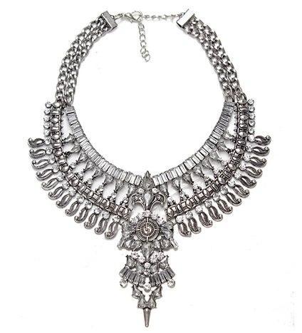 Elegant Vintage Women DYLA Brand Chain Chunky Statement Mtal Silver Color Necklace Pendants Jewelry Factory Price - Balma Home