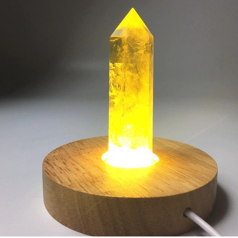 Natural quartz crystal obelisk healing lamp