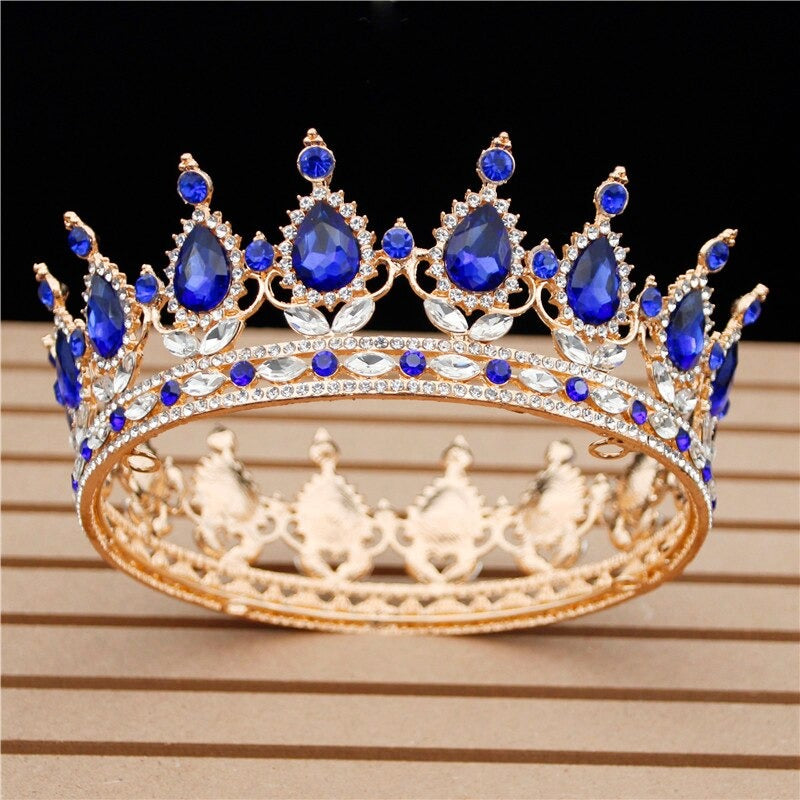 Royal Queen & King Crown with Zirconia and Cross for Wedding king crowns for sale