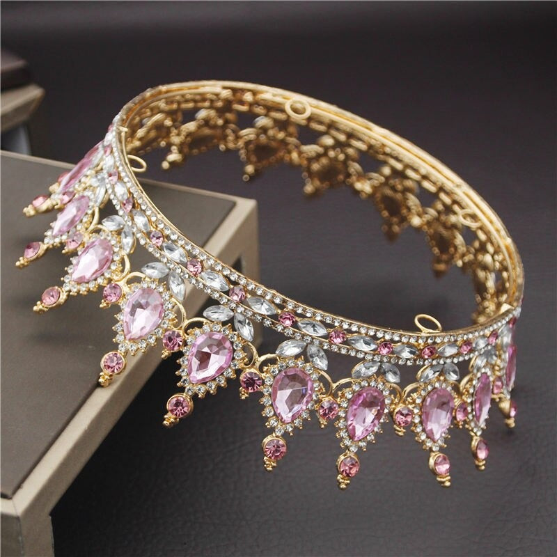 Royal Queen & King Crown with Zirconia and Cross for Wedding king crowns for sale