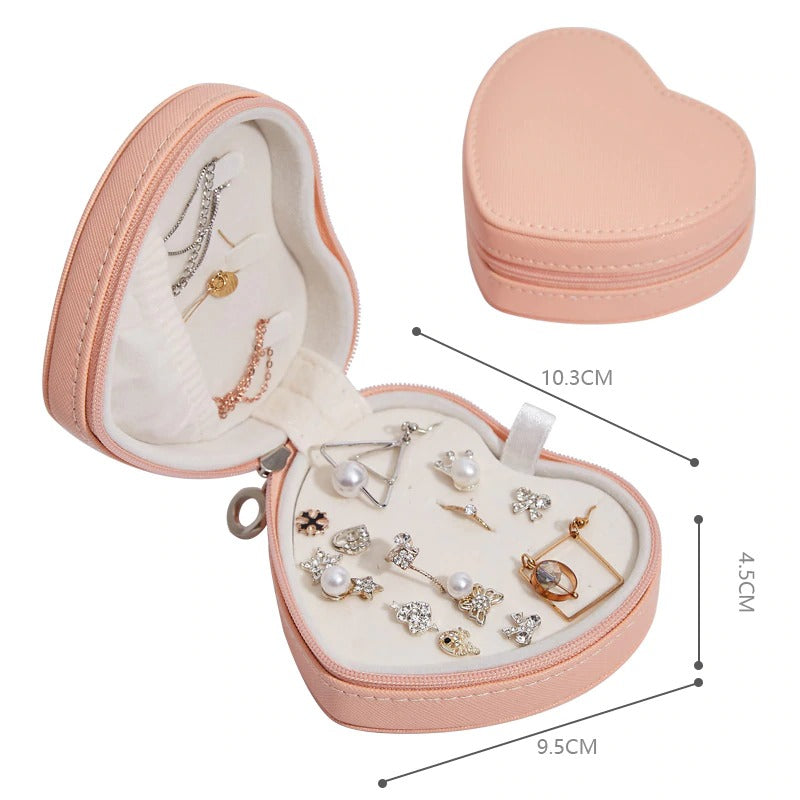 Small Travel Jewelry Case Heart Shaped
