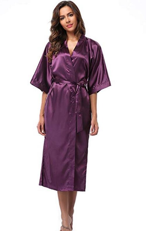 Women Silk Long Robe