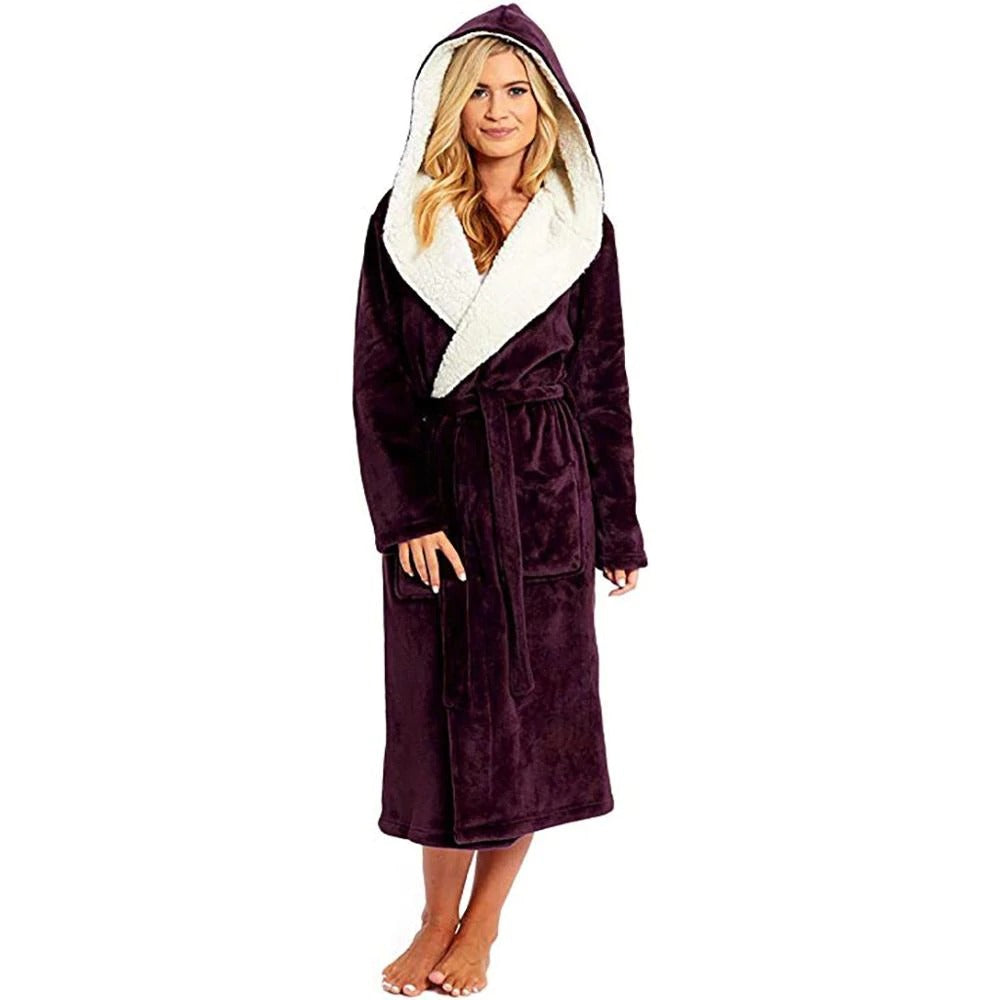 Women Bathrobe Cotton Flannel Wrap Robe