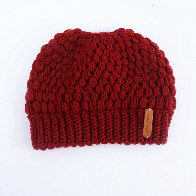 Ponytail Beanie Messy Bun Beanie Winter Hat With Hole For Ponytail