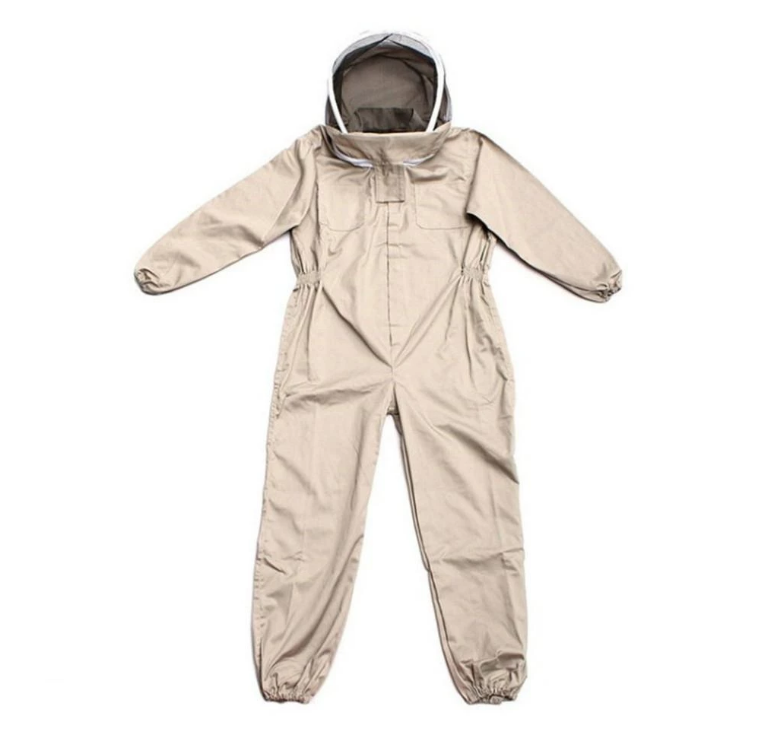 Professional Ventilated Bee Suit Full Body With Leather Gloves Beekeeping Suit Coffee Color