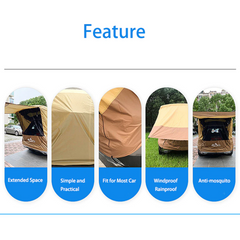 Rear Carport Tent SUV Car Trunk Tour Barbecue Camping Car Canopy Tail Extension Sunshade Rainproof