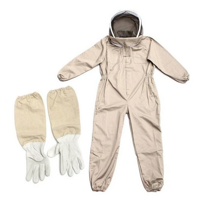 Professional Ventilated Bee Suit Full Body With Leather Gloves Beekeeping Suit Coffee Color