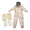 Image of Professional Ventilated Bee Suit Full Body With Leather Gloves Beekeeping Suit Coffee Color