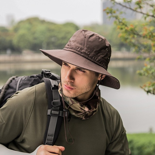 Fashion Bucket Safari Hat Fishing Hunting Brim Safari Polyester Summer Men Sun Hat Breathable