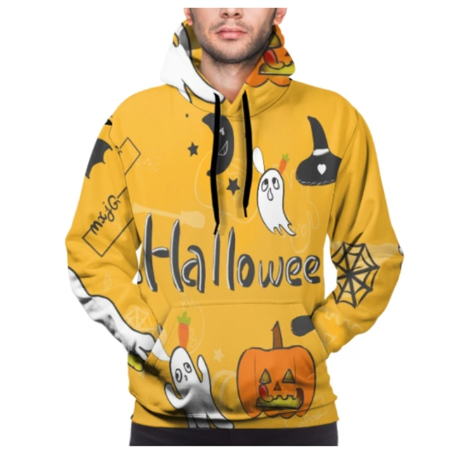 Halloween Hoodies Theme Cartoon Print Street Punk Style Horror Merch Fashion Halloween Horror Hoodie