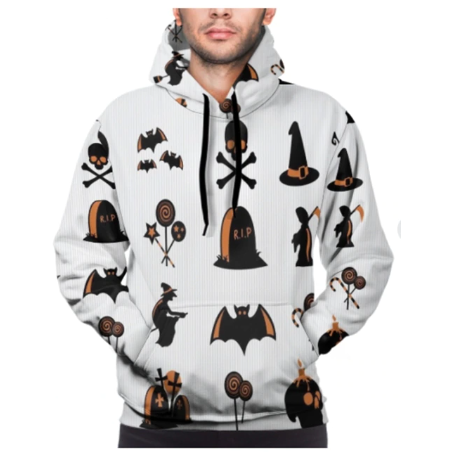 Halloween Hoodies Theme Cartoon Print Street Punk Style Horror Merch Fashion Halloween Horror Hoodie