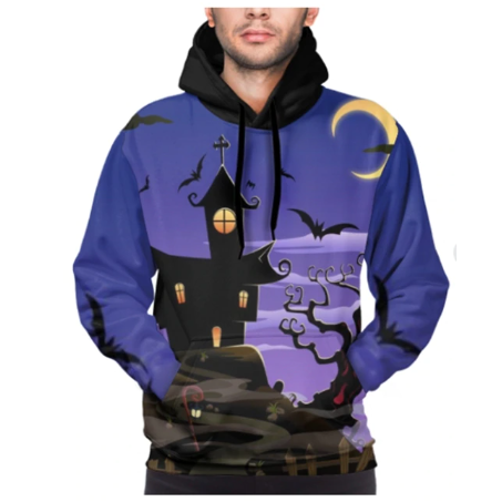 Halloween Hoodies Theme Cartoon Print Street Punk Style Horror Merch Fashion Halloween Horror Hoodie