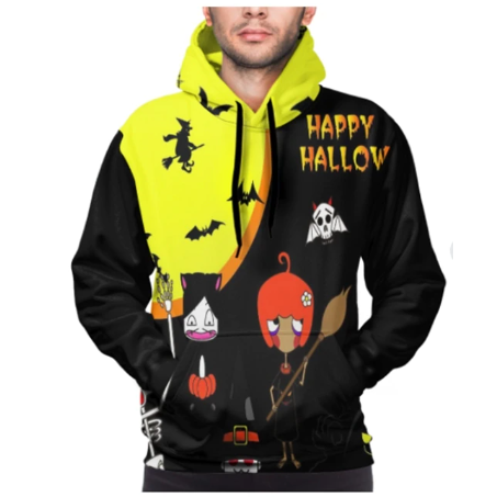 Halloween Hoodies Theme Cartoon Print Street Punk Style Horror Merch Fashion Halloween Horror Hoodie