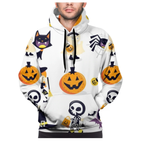 Halloween Hoodies Theme Cartoon Print Street Punk Style Horror Merch Fashion Halloween Horror Hoodie