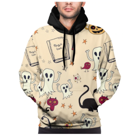 Halloween Hoodies Theme Cartoon Print Street Punk Style Horror Merch Fashion Halloween Horror Hoodie