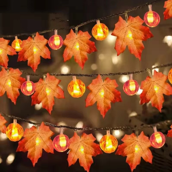 10/20 LED String Lights Outdoor Artificial Autumn Maple Fall Ideas For Wedding Fall Decorations Outside