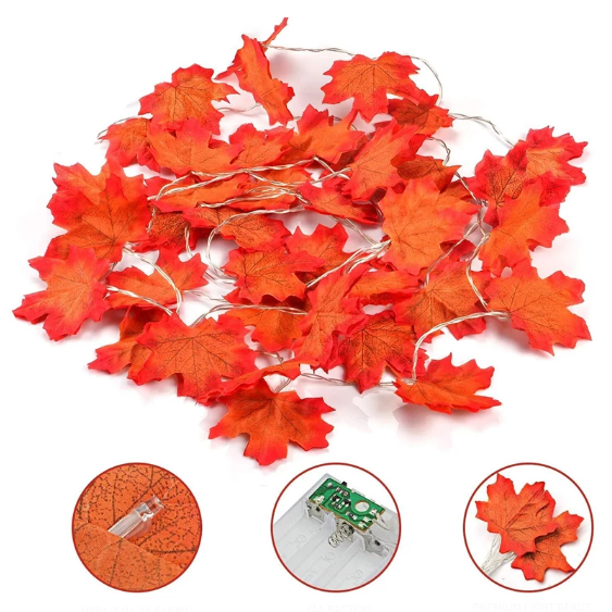 10/20 LED String Lights Outdoor Artificial Autumn Maple Fall Ideas For Wedding Fall Decorations Outside
