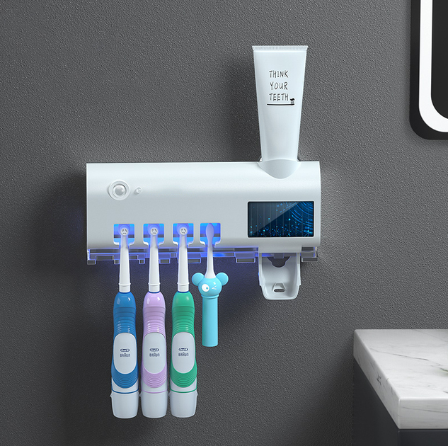 Solar Energy UV Toothbrush Sanitizer Toothpaste Dispenser Toothbrush Cleaner Multi-Function