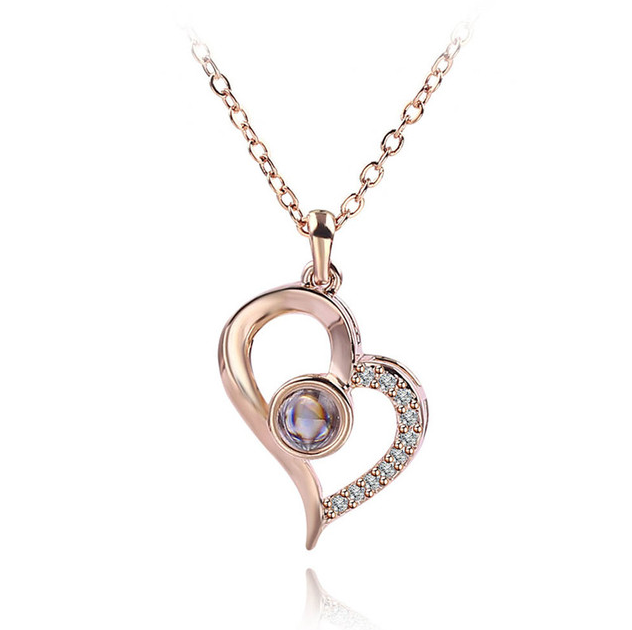 Rose Gold I Love You Necklace Pendant Necklace Romantic Boyfriend And Girlfriend Necklace Memory