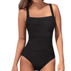 Image of One-Piece Tummy Control Swimsuit Plus Size Ruched Monokini Vintage Swimsuit Shapewear