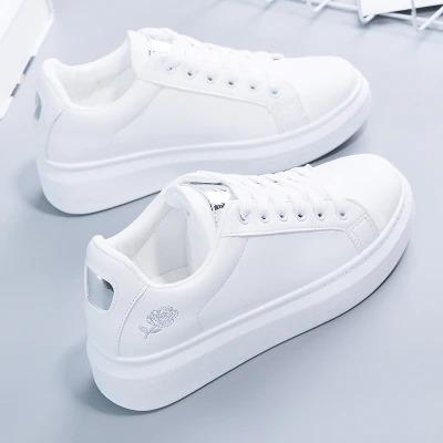 Ladies White Platform Trainer Casual Shoes