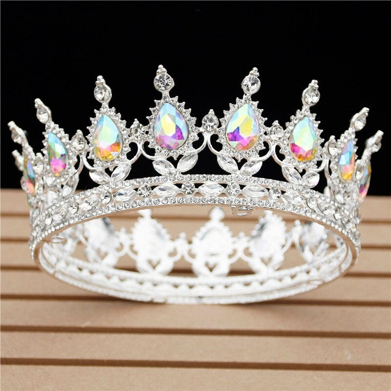 Royal Queen & King Crown with Zirconia and Cross for Wedding king crowns for sale
