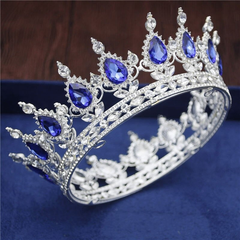 Royal Queen & King Crown with Zirconia and Cross for Wedding king crowns for sale
