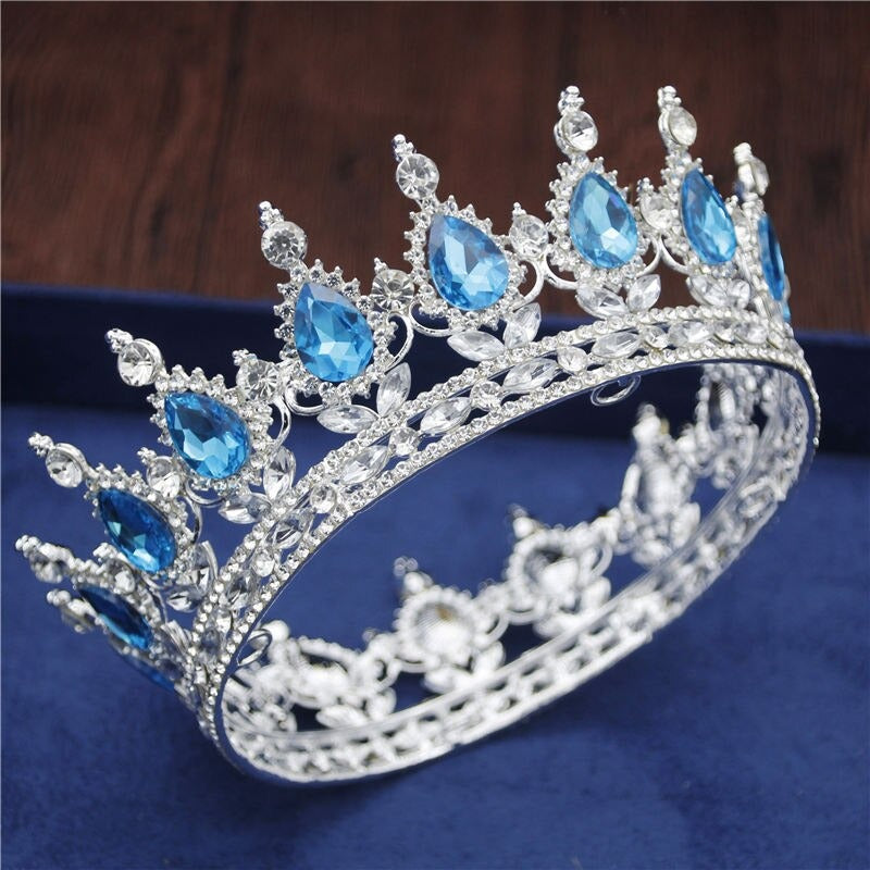 Royal Queen & King Crown with Zirconia and Cross for Wedding king crowns for sale
