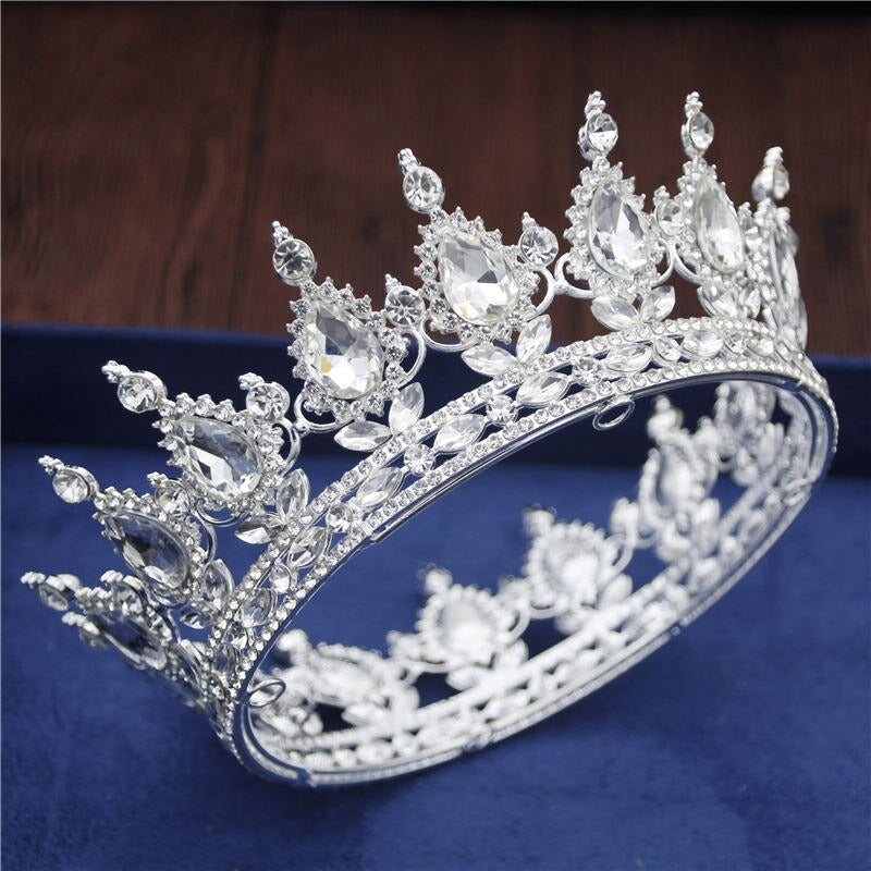 Royal Queen & King Crown with Zirconia and Cross for Wedding king crowns for sale
