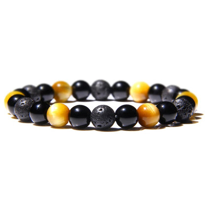 Natural Black Obsidian Hematite Tiger Eye Beads Bracelets