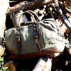 Image of Waxed Canvas Leather Weekender Bag Waterproof Travel Duffels