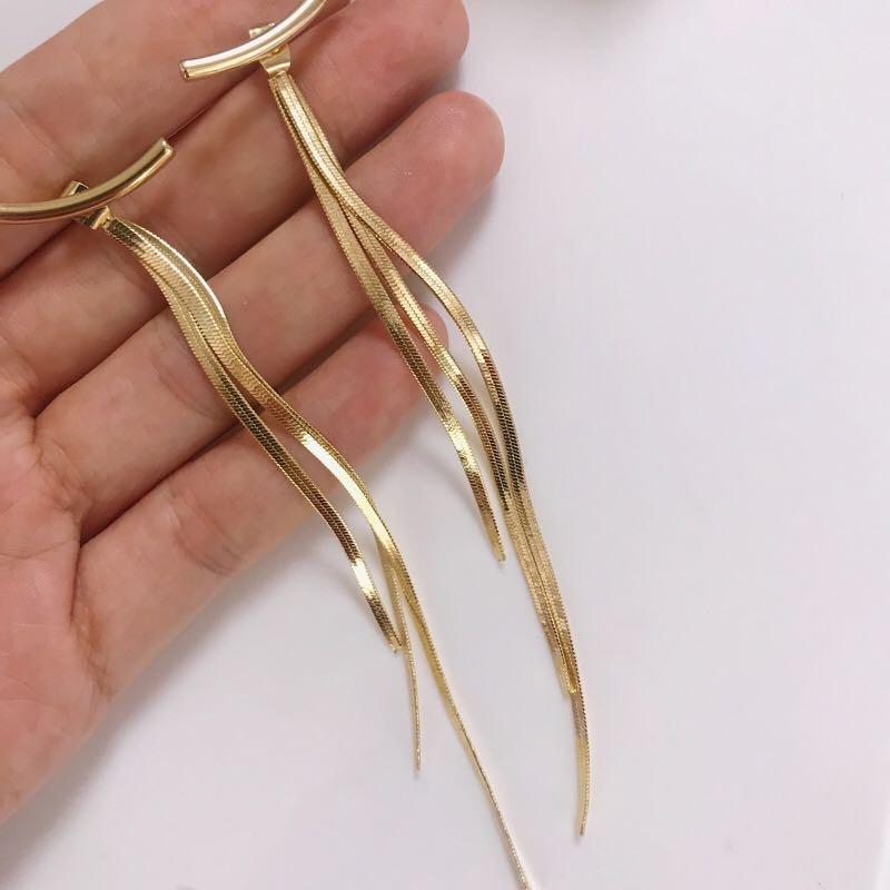 Vintage Gold Long Drop Earrings