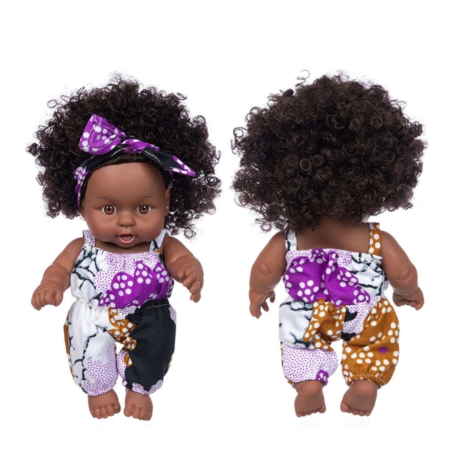 Cute African America Reborn Doll Black Baby Doll with Headscarf Antique Black Doll