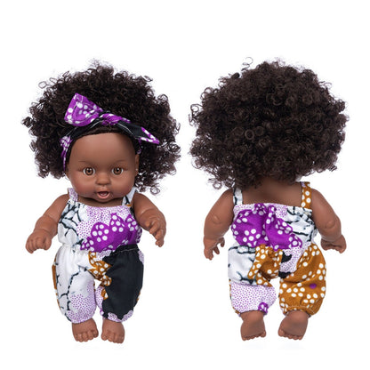 Cute African America Reborn Doll Black Baby Doll with Headscarf Antique Black Doll