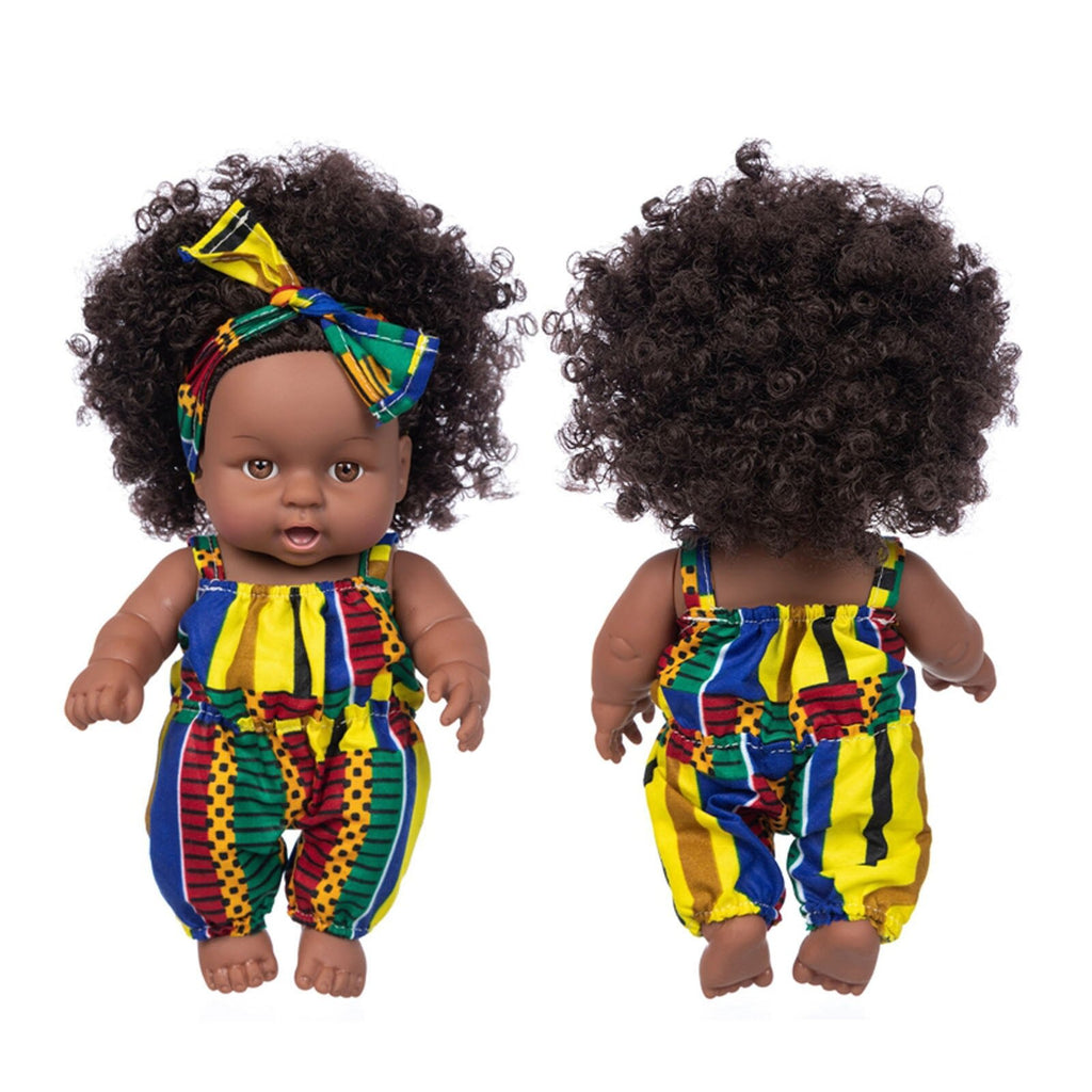 Cute African America Reborn Doll Black Baby Doll with Headscarf Antique Black Doll